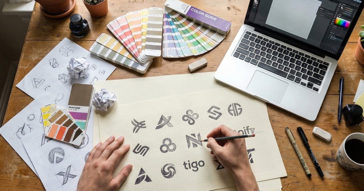 Graphic design,  workspace,  laptop,  color palette,  hand drawing,  notepad,  tools,  home office,  creativity,  office,  business,  fashion,  trend,  concept,  design,  sketch,  office supplies,  minimalism,  outdoor view