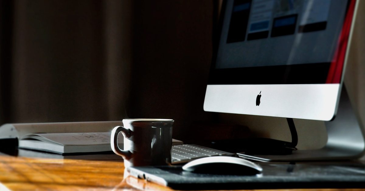 Coffee, cup, desk, notebook, display, imac, design, home, coffee cup, work, workspace, work from home