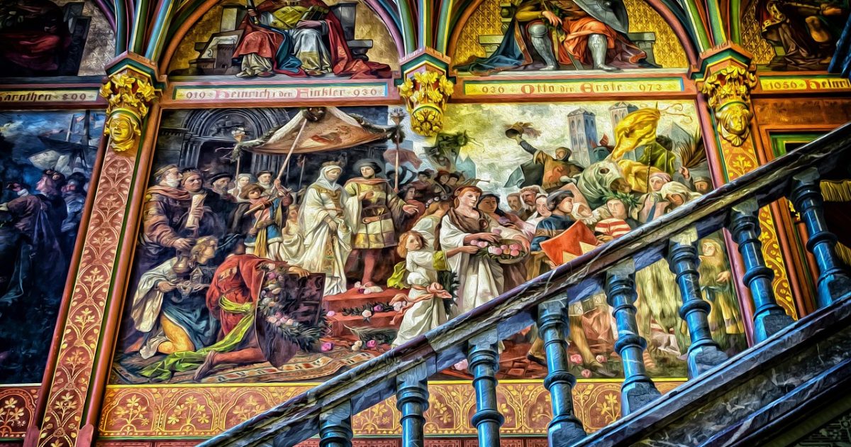 Gallery,  art,  mural,  baroque,  ancestral gallery,  painting,  stairs,  wall painting,  layout,  picture,  to dye,  multicoloured,  historical,  old,  painted,  wall,  antique,  coloured,  painted wall,  scene,  railing,  columns,  shine,  gloria,  ancestors,  episode,  art,  art,  painting,  painting,  painting,  painting,  painting