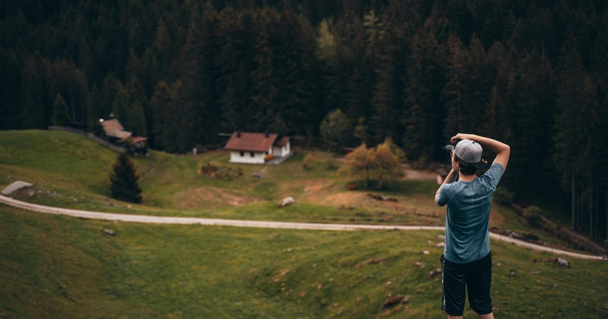 Photographer,  man,  mountain,  view,  viewpoint,  young man,  male,  guy,  nature,  male photographer,  taking a photo,  picture taking,  nature photography,  hiking,  trees,  forest,  valley,  hills,  conifers
