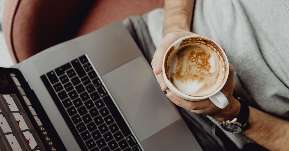 Coffee,  cup,  computer,  home,  laptop,  macbook,  technology,  office,  business,  designer,  work,  coffee cup,  man,  casual